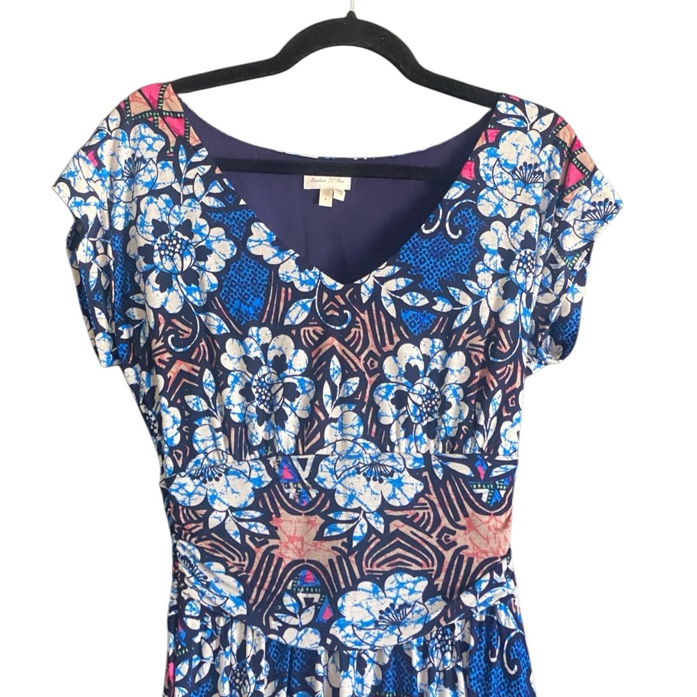 Anthropologie MEADOW RUE Batik Gardenia Floral Rayon Jersey Dress S Like new - Picture 4 of 10